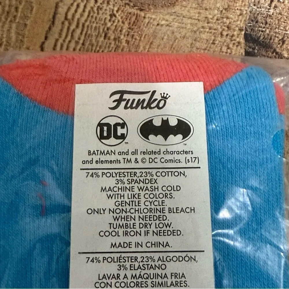 New Funko DC Comics 8-Bit Batman Blue & Red Adult Crew Socks New in package